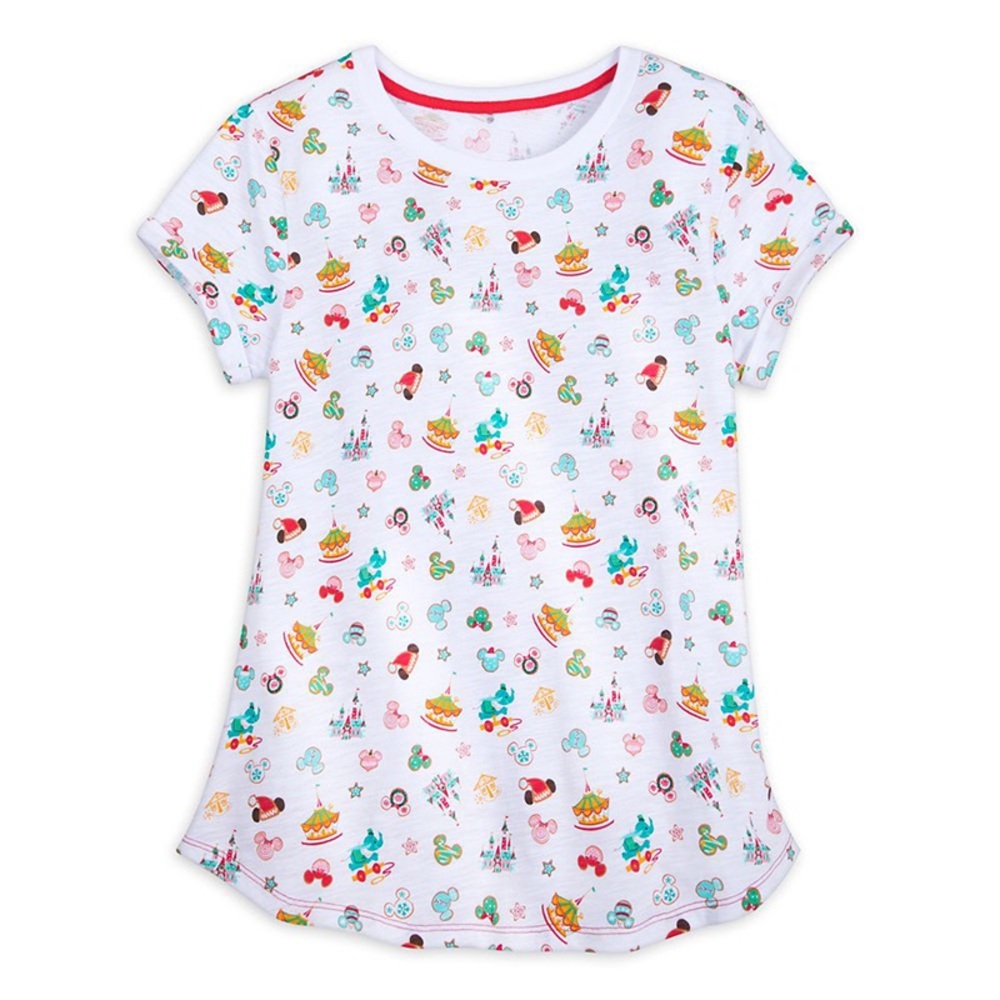 NWT disney parks fantastland holiday womens  t shirt cap sleeve white size L